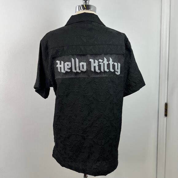 Hello Kitty 50th Anniversary Forever21 Black Y2K Pop Shirt Button Down Size S - Picture 9 of 14
